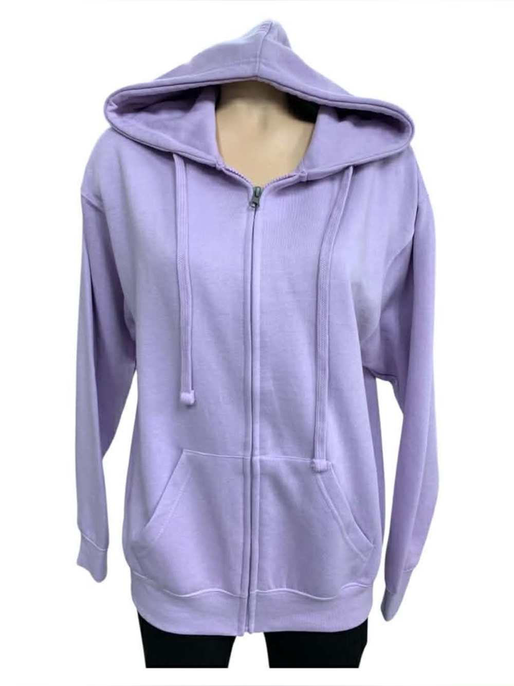 Pacific & Co Women's Lavender Zip-Up Hoodie with Hood and Kangaroo Pocket Size M